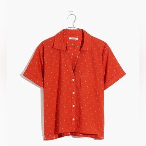 Madewell V-Neck Pocket Shirt in Floral Jacquard Women’s Size L